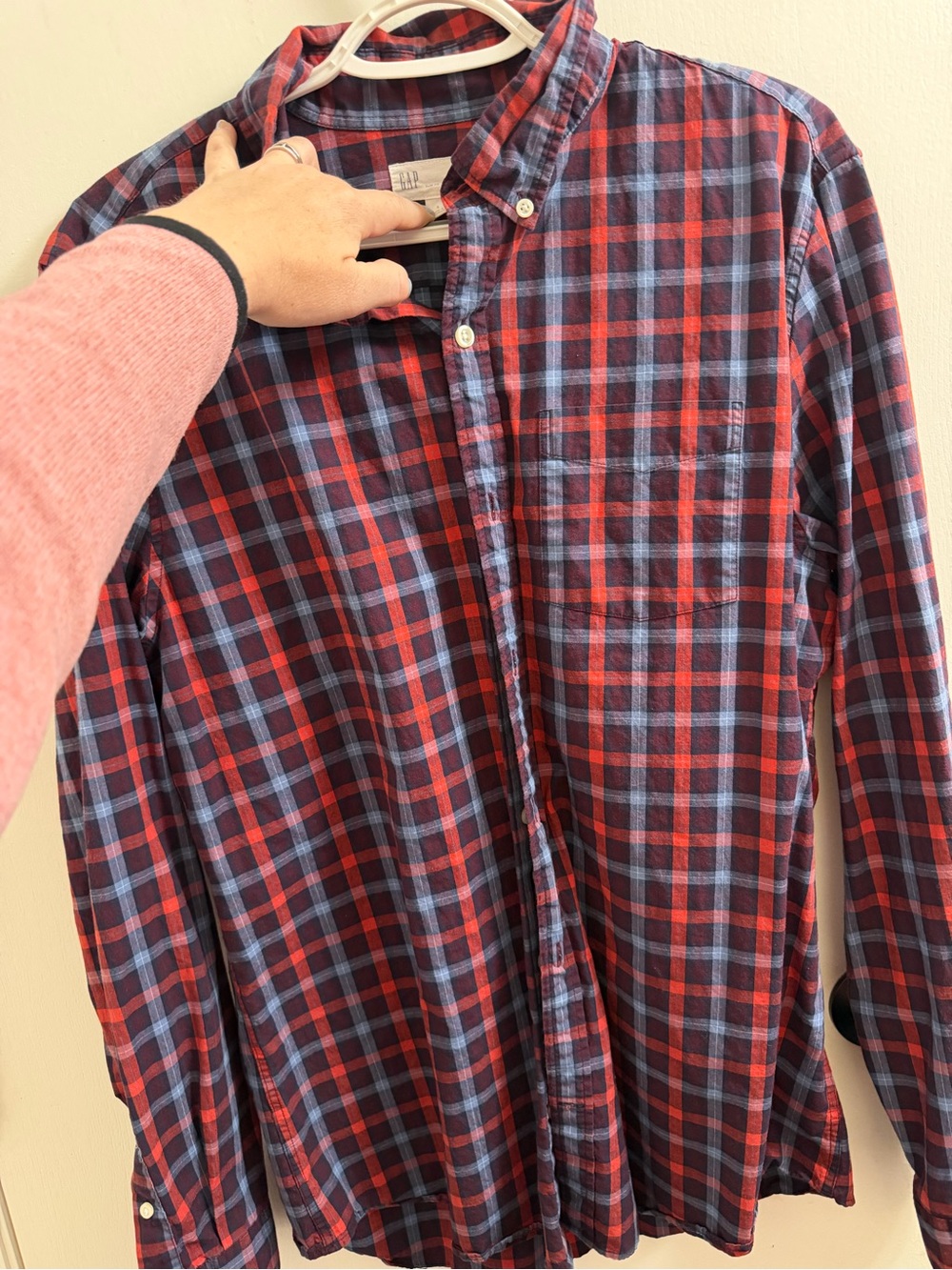 GAP Red and Blue Plaid Button-Down Shirt